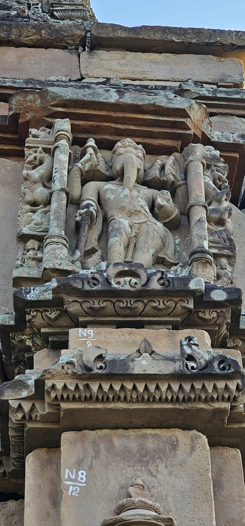 A carved panel on the Bajramath temple, Gyaraspur