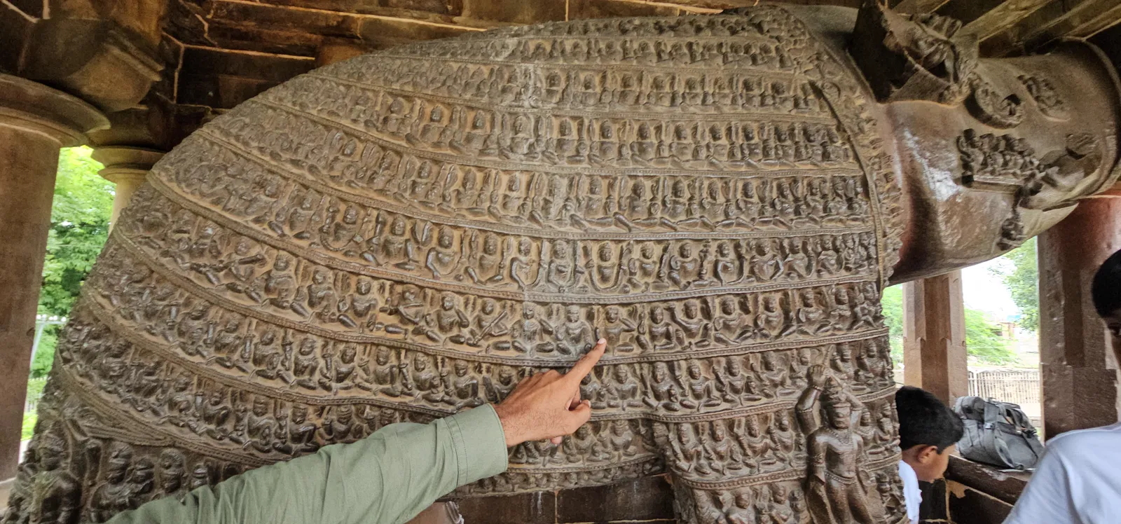 The thousand-year-old Sanskrit dedication slab the guide read aloud at the Lakshmana temple