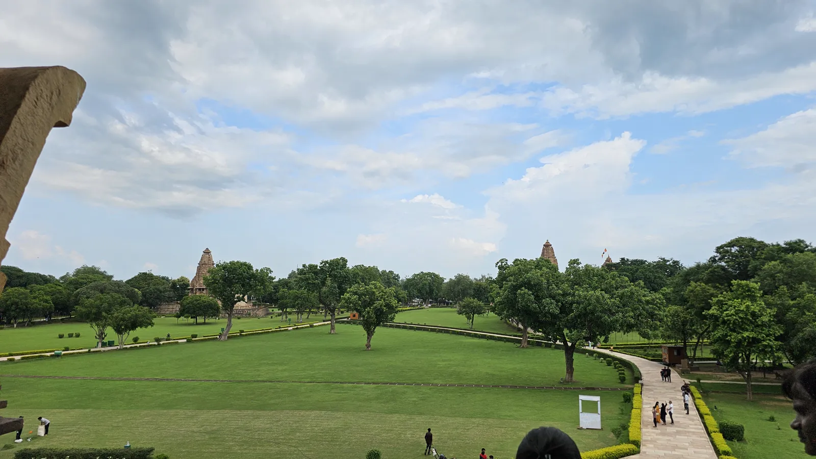 A panorama of the Western Group lawns and temple spires