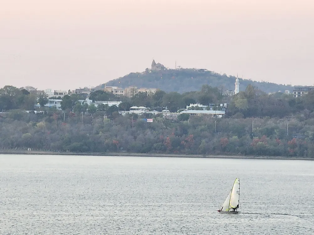 The Upper Lake with Manuabhan Tekri hill in the background, Bhopal