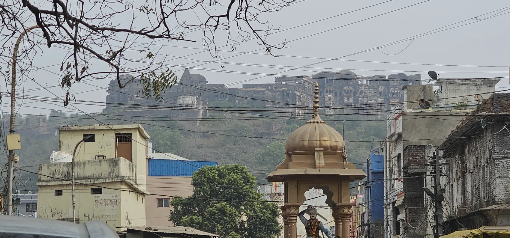 Narsinghgarh Fort crowning the hill above the town