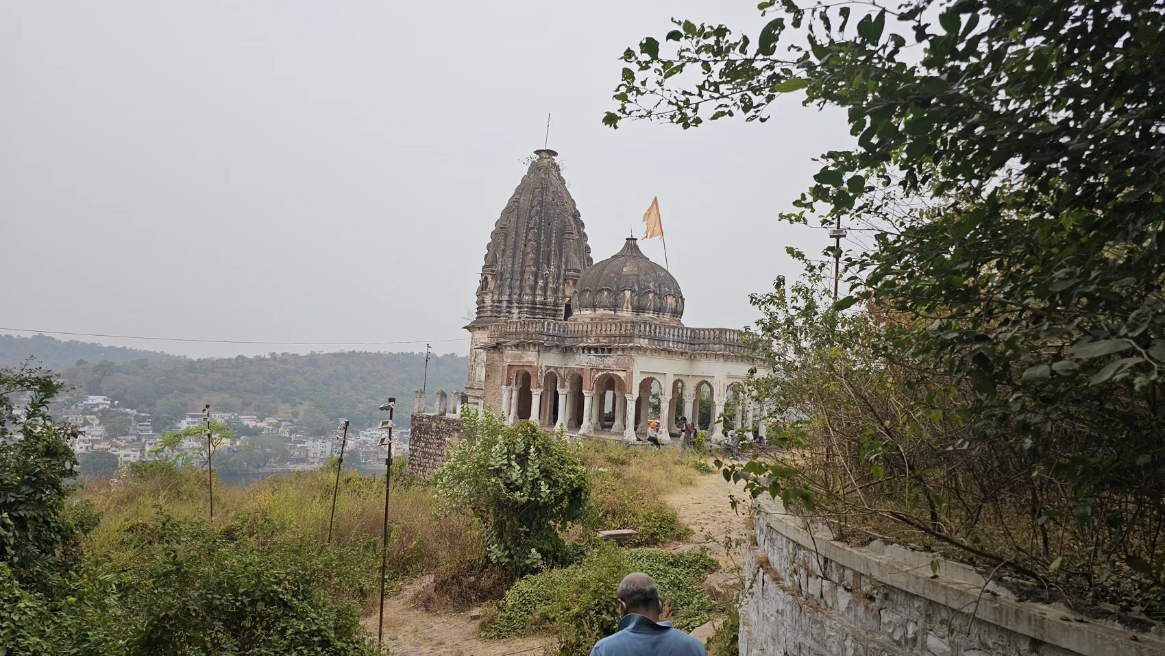 The domed towers of Narsinghgarh Fort on the ridge