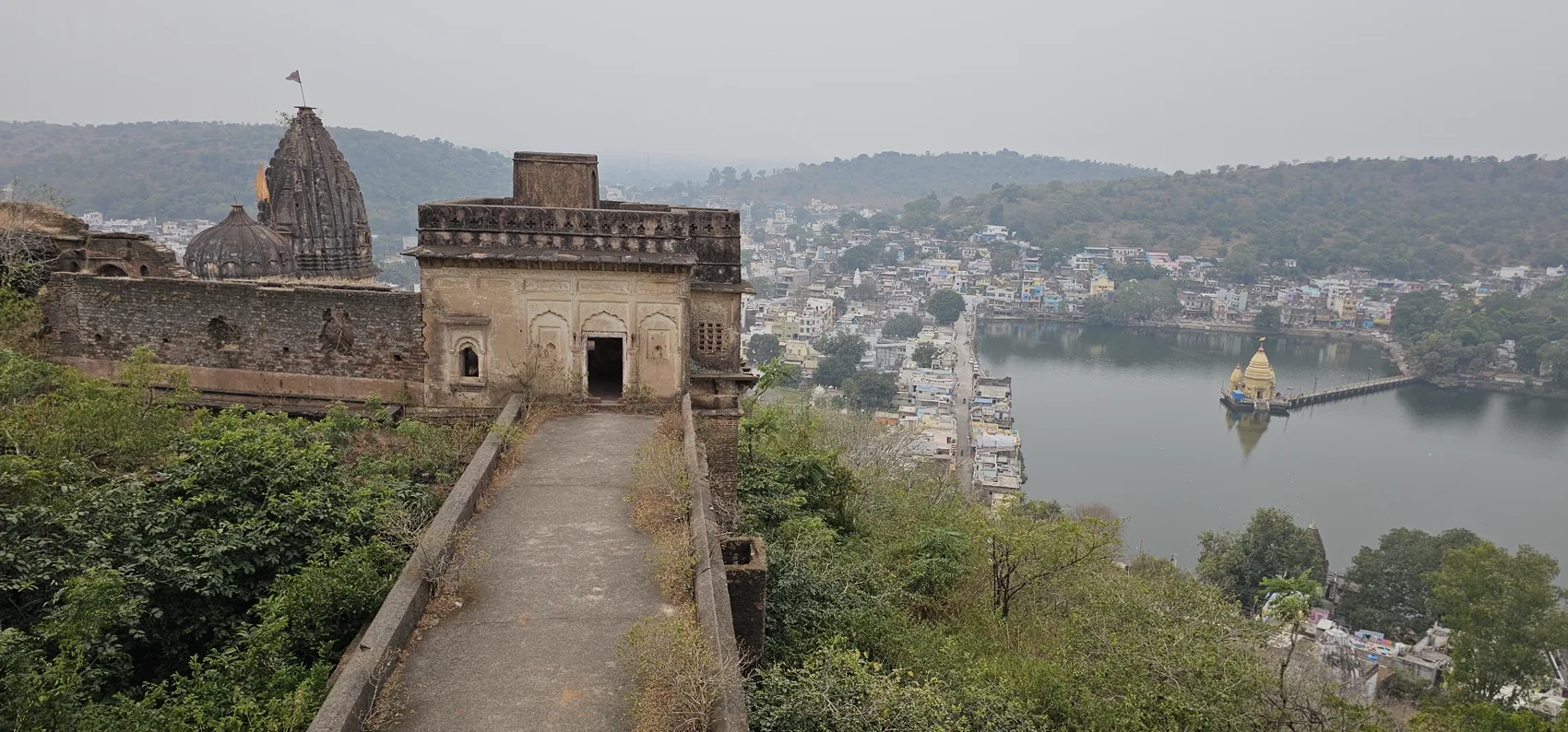 The fort rampart and Parasram Sagar lake beyond