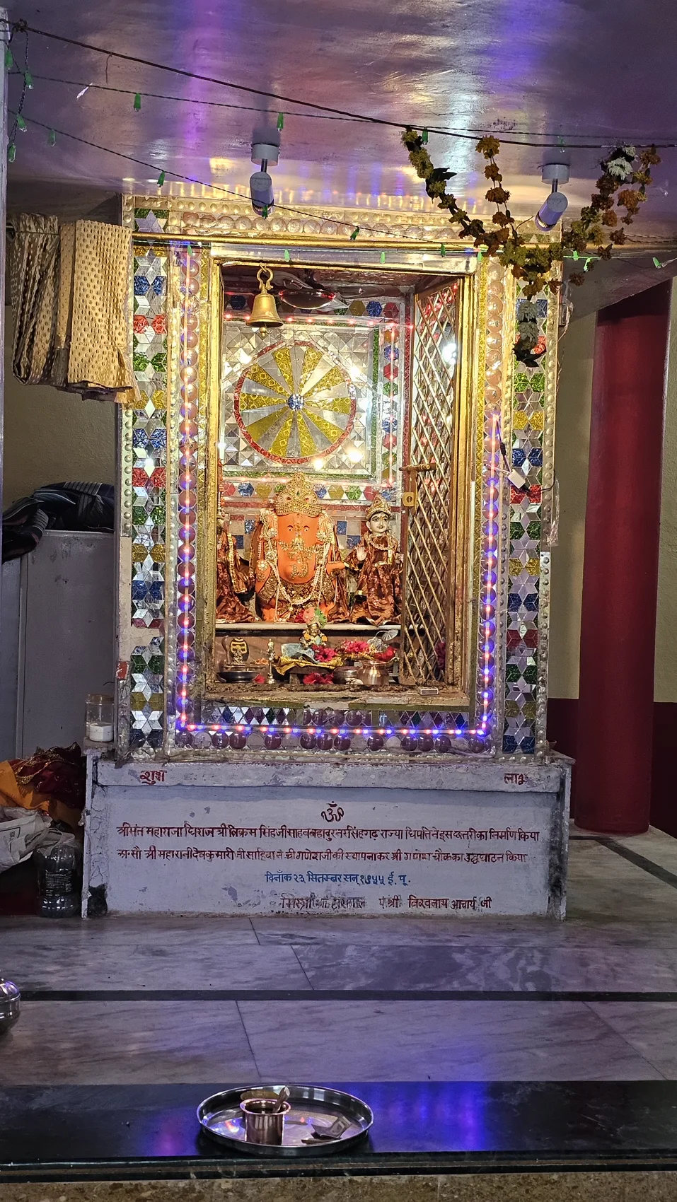 The ornate Ganesh shrine inside the temple
