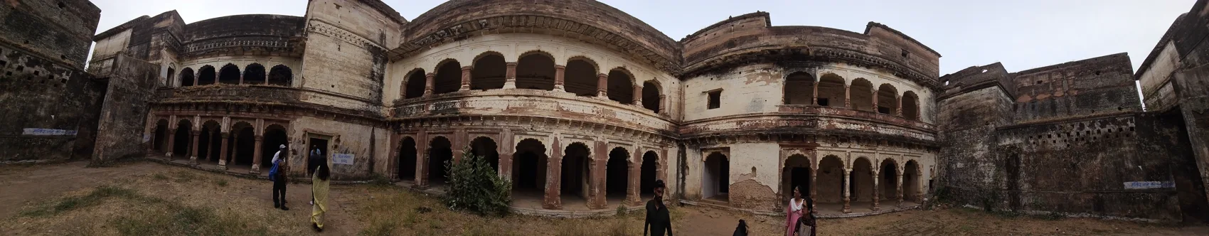 A vast arched courtyard inside Narsinghgarh Fort