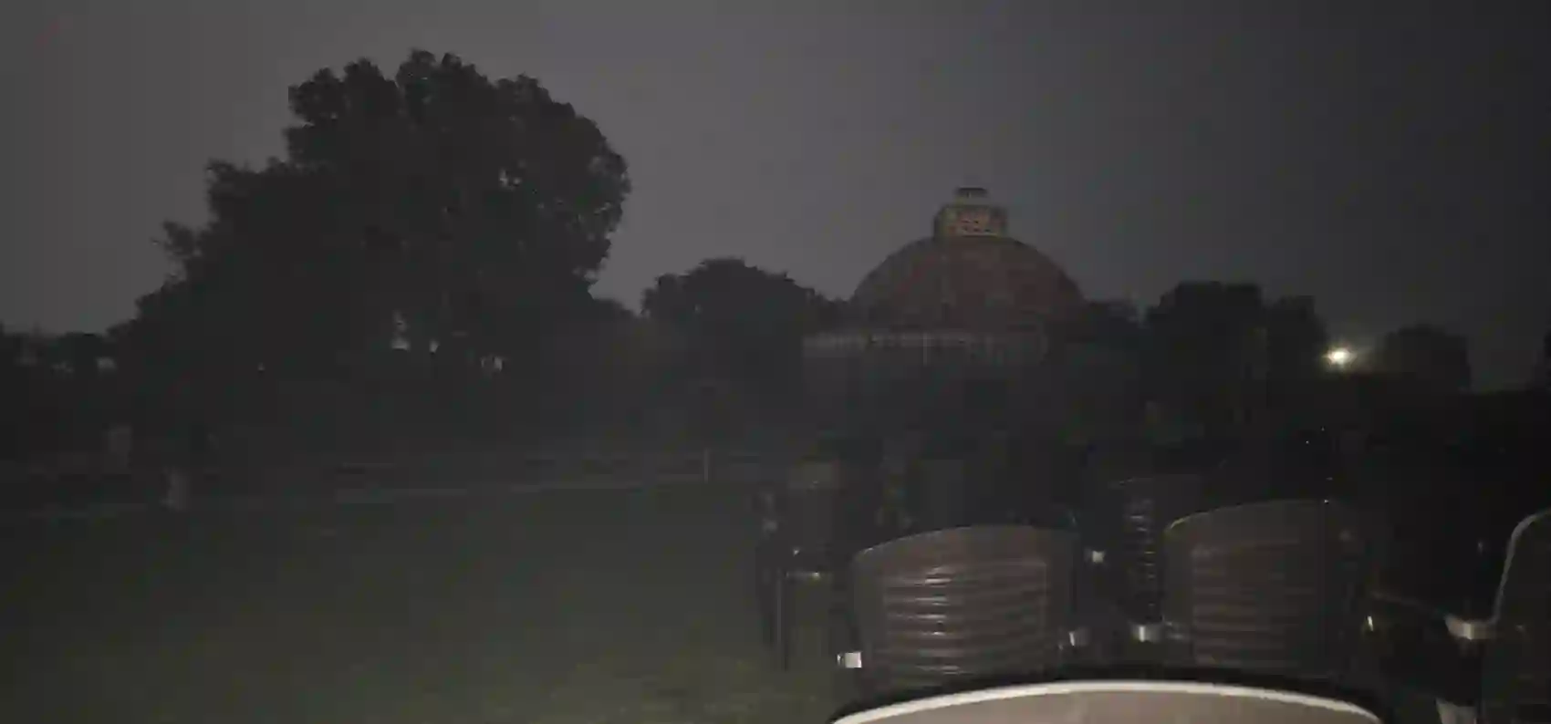 The Great Stupa of Sanchi at night before the light and sound show