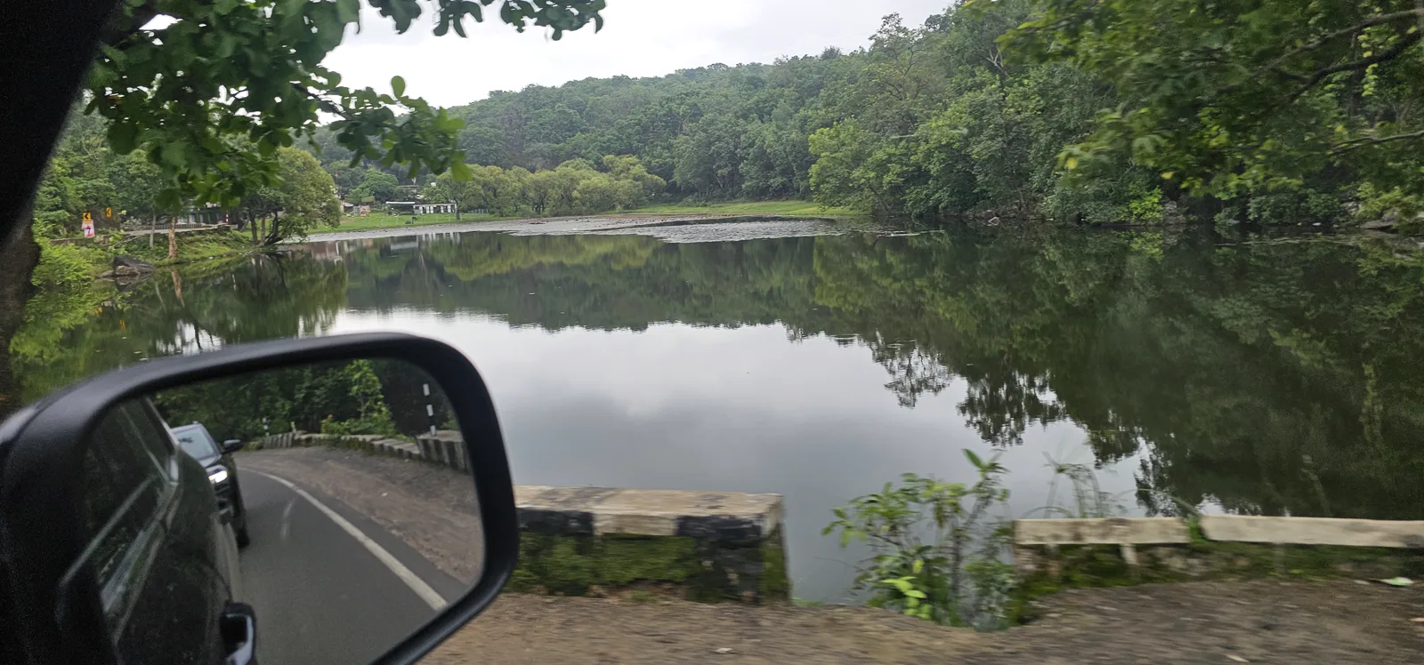 A rain-fed roadside lake seen from the car while descending from Pachmarhi