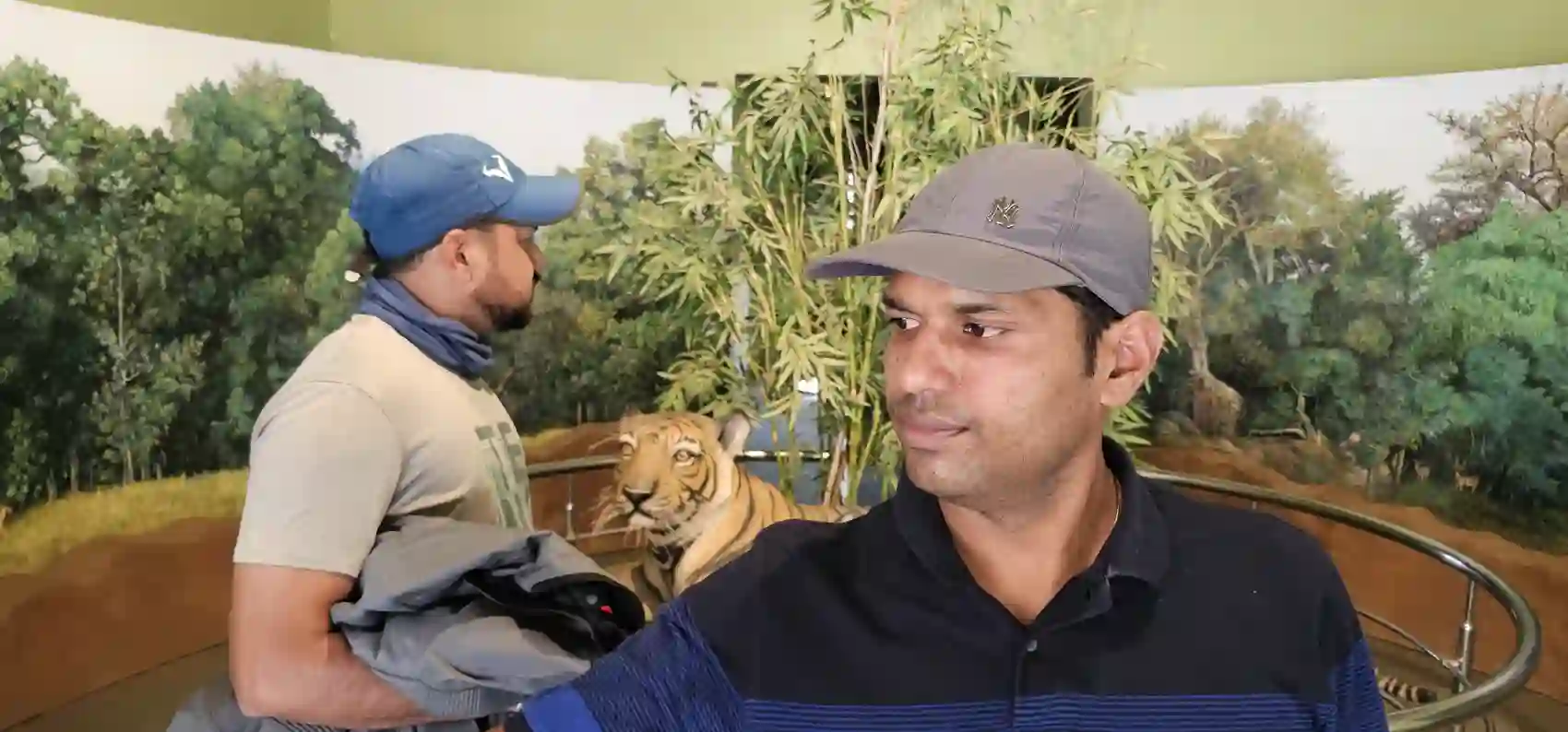 At the Pench interpretation centre beside the life-size tiger model