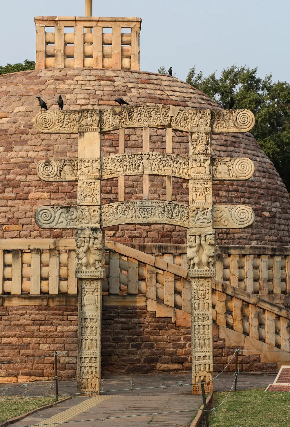 Detail of a torana gateway at Sanchi